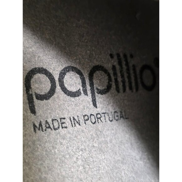 NWT Papillio By Birkenstock Women's Gray Leather Studded Wedge Slide Sandals Siz - Picture 9 of 10